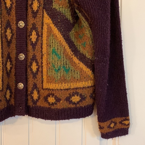 VTG Wilroy Wool Blend Southwest Aztec Geo Cardigan Sweater Women Medium Western - Picture 5 of 11